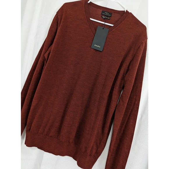 NWT! ZARA! BRICK RED SUPERFINE WOOL, AIRY LIGHTWEIGHT! SZ XL - Picture 1 of 8